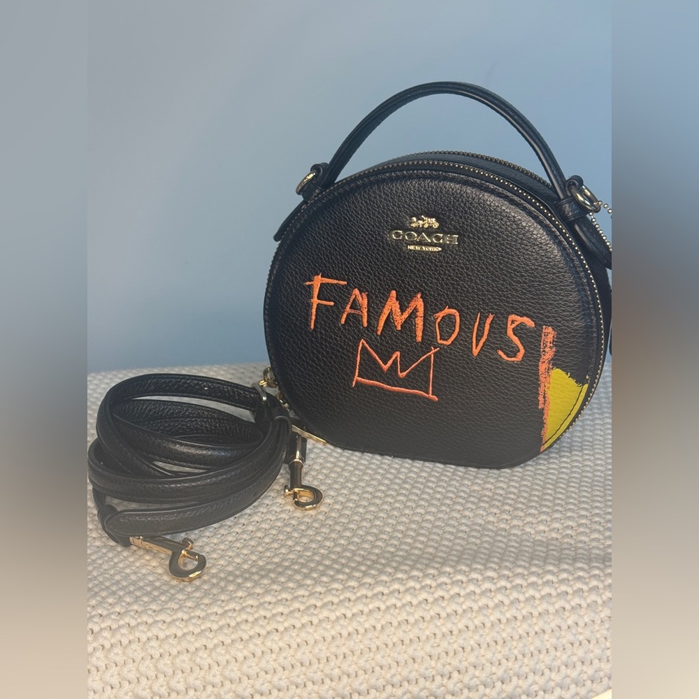 Authentic Coach x Basquiat small round leather crossbody bag